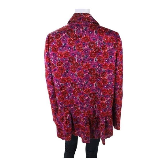 LELA ROSE Pink Red Wave Flounce Peplum Floral Jacket Size 10 NWT - Picture 8 of 11
